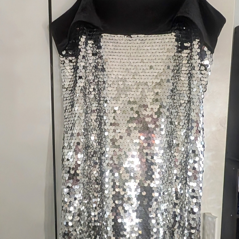 OPEN EDIT Silver Sequin Shift Dress Nordstrom.